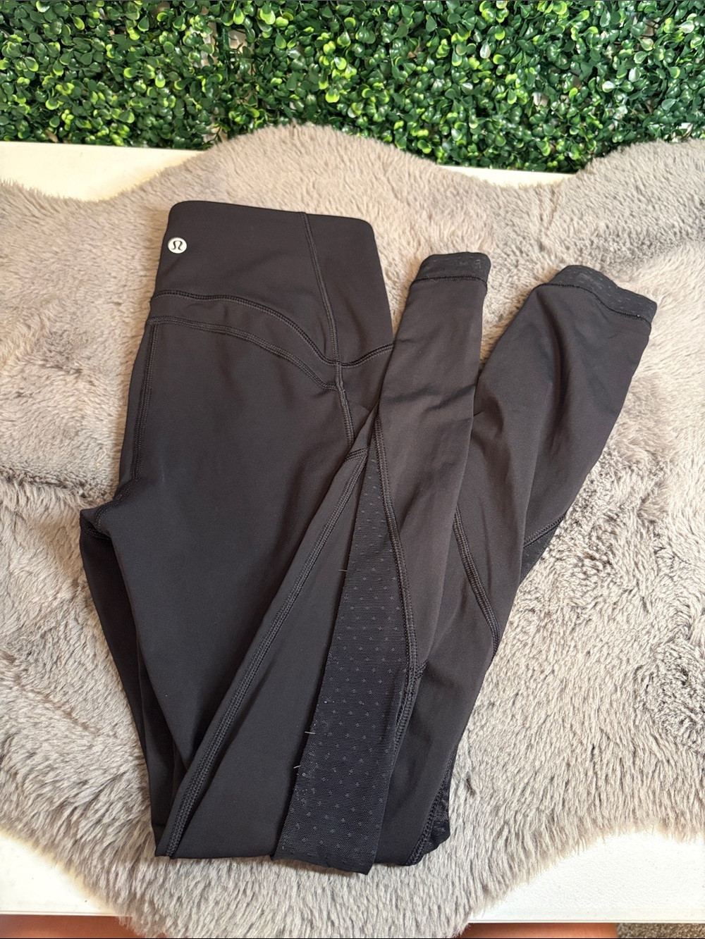 lululemon athletica Black with Side Sheer Detail Leggings Size 4